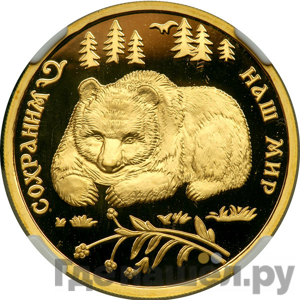 200 рублей 1993 года ММД Сохраним наш мир бурый медведь