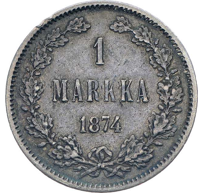 1 марка 1874 года S Для Финляндии