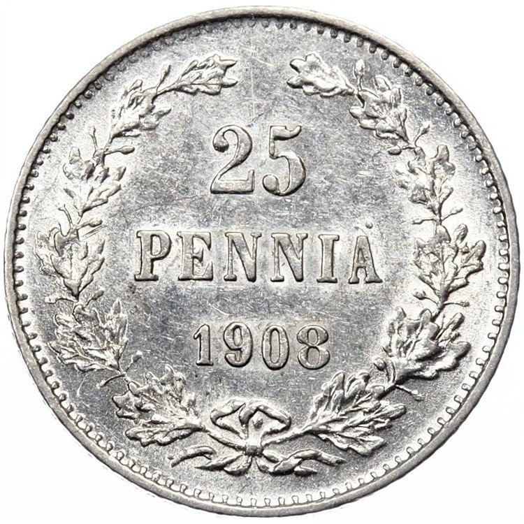 25 пенни 1908 года L Для Финляндии