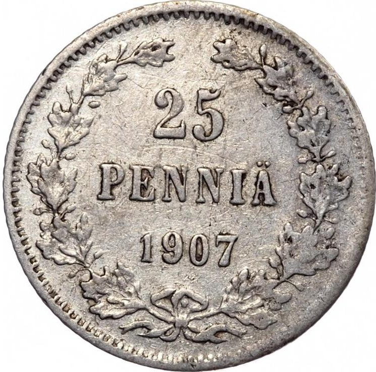 25 пенни 1907 года L Для Финляндии