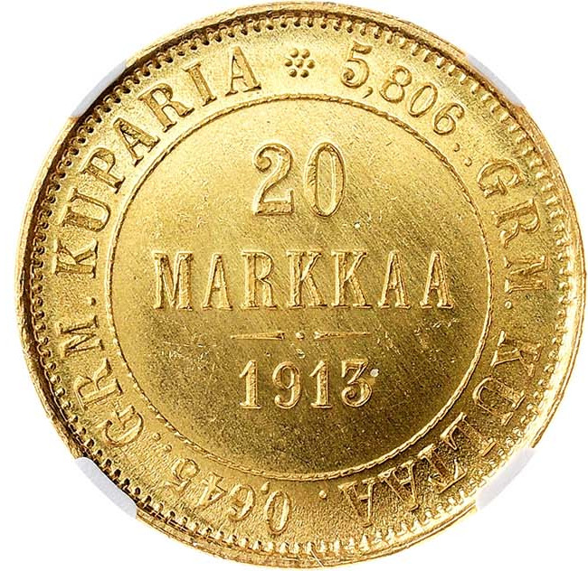 20 марок 1913 года S Для Финляндии