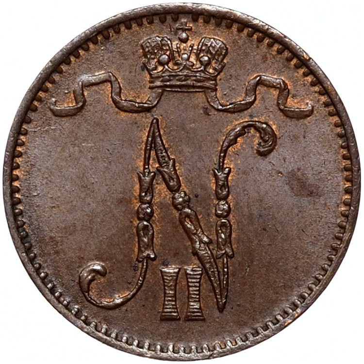 1 пенни 1909 года Для Финляндии
