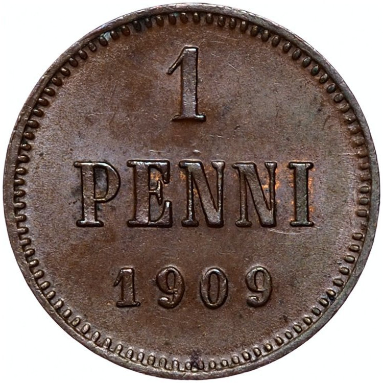 1 пенни 1909 года Для Финляндии