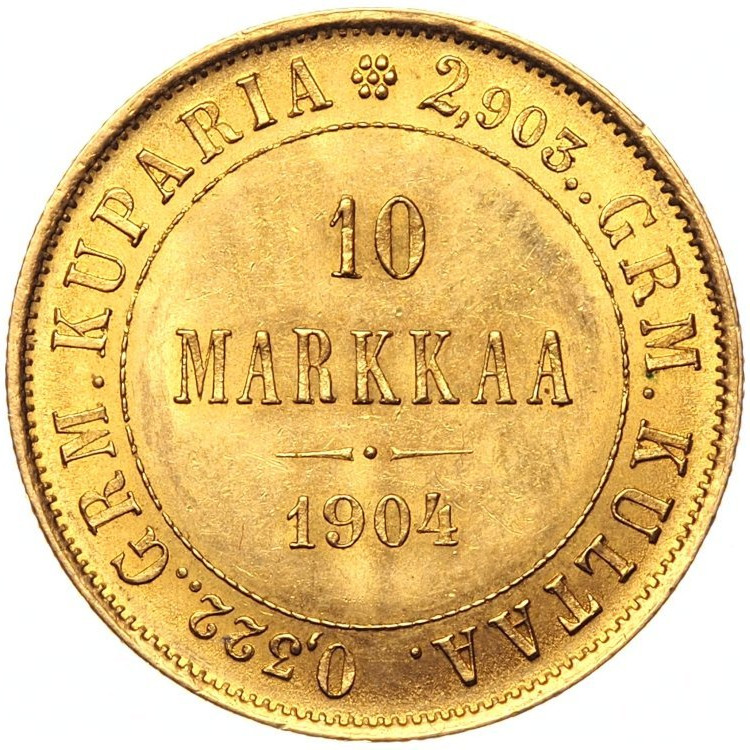 10 марок 1904 года L Для Финляндии
