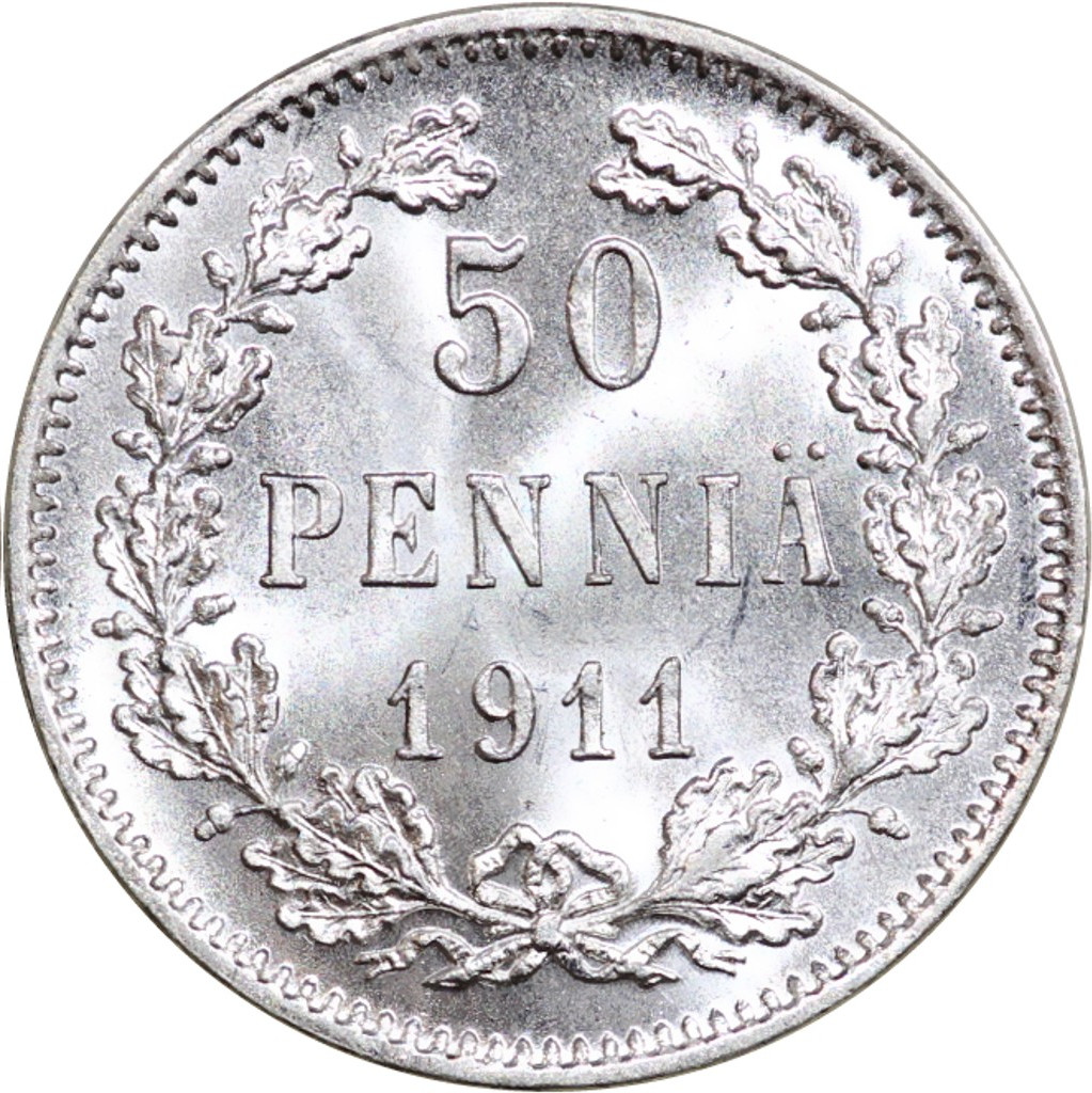 50 пенни 1911 года L Для Финляндии