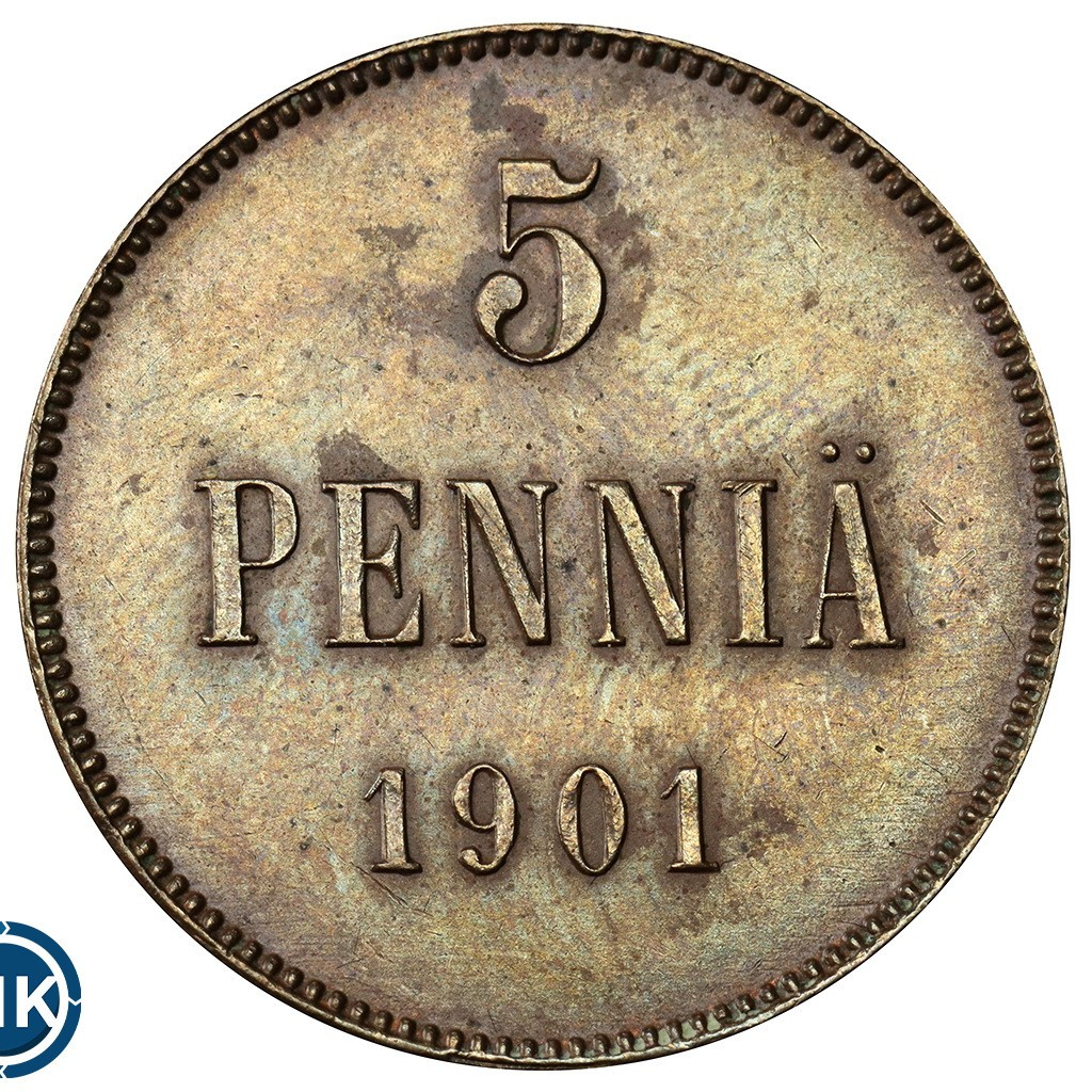 5 пенни 1901 года Для Финляндии