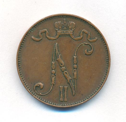 5 пенни 1908 года Для Финляндии