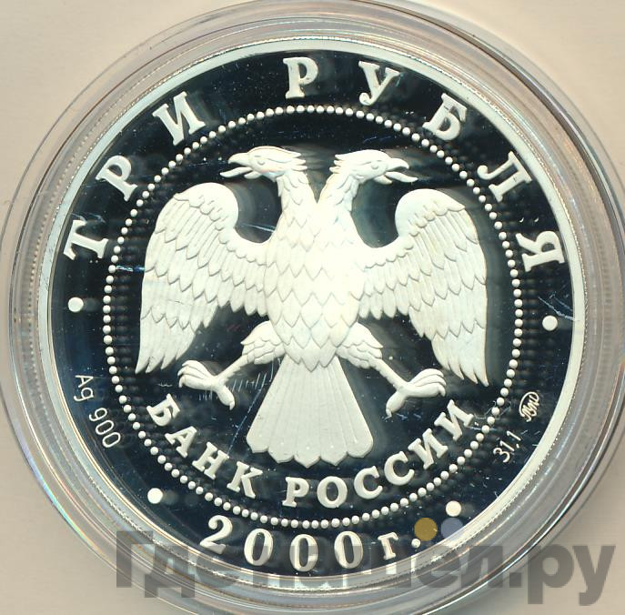 3 рубля 2000 года ММД Россия на рубеже тысячелетий человек в современном мире
