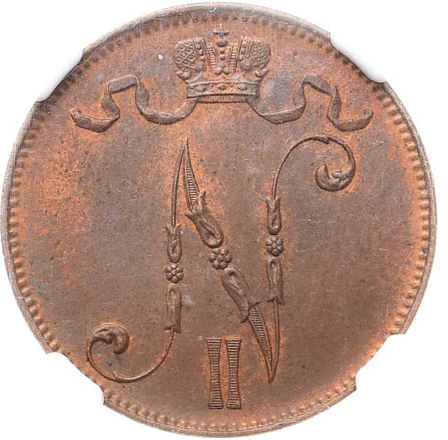 5 пенни 1908 года Для Финляндии