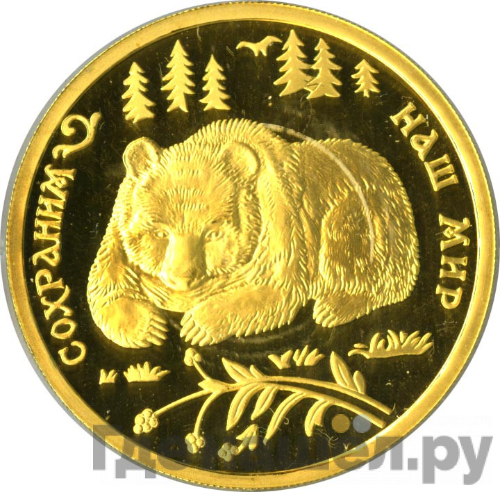 100 рублей 1993 года ММД Сохраним наш мир бурый медведь