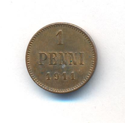 1 пенни 1911 года Для Финляндии