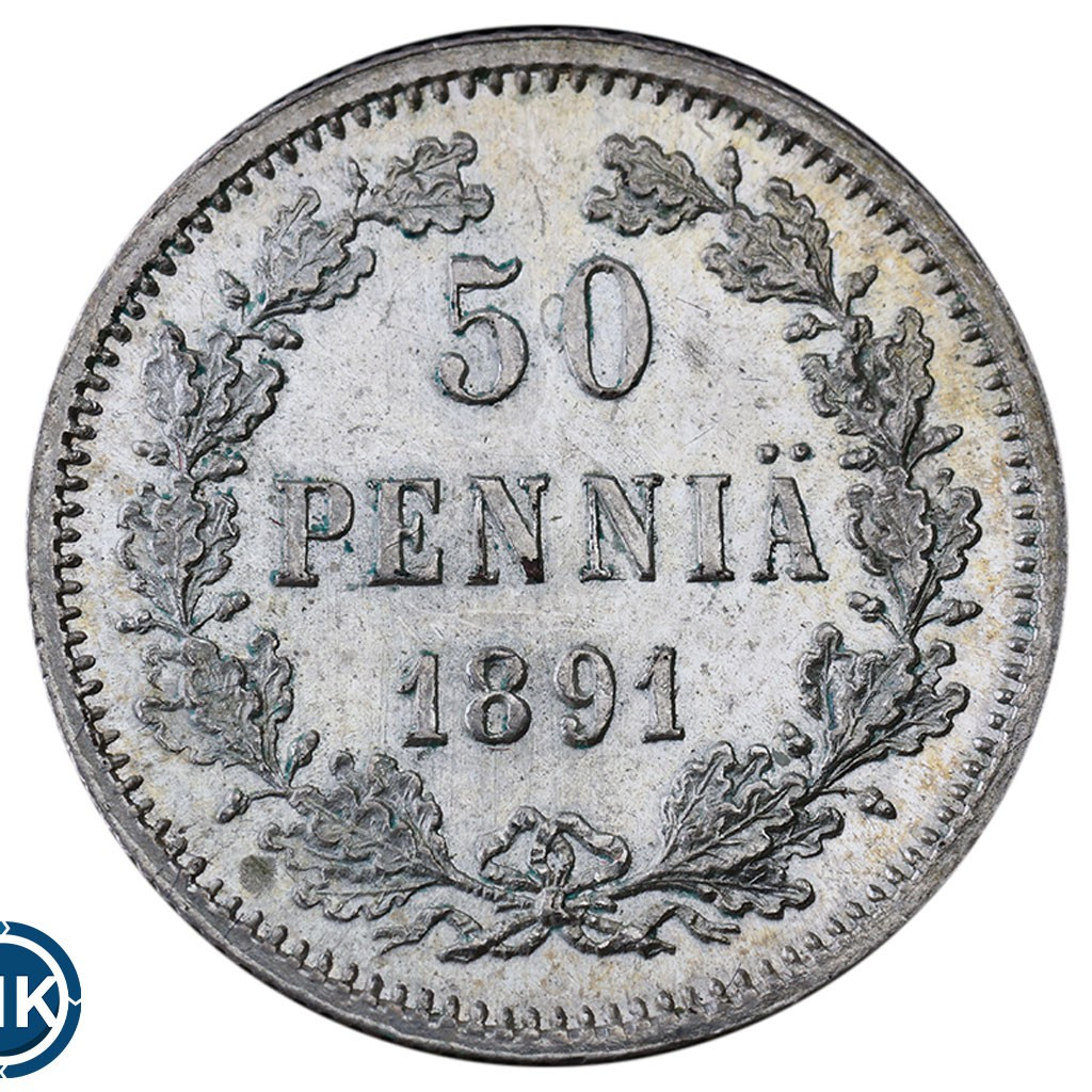 50 пенни 1891 года L Для Финляндии