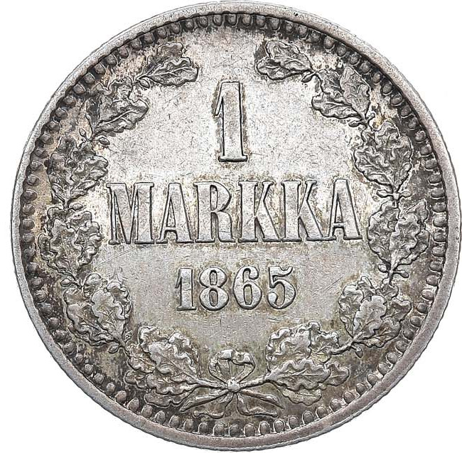 1 марка 1865 года S Для Финляндии