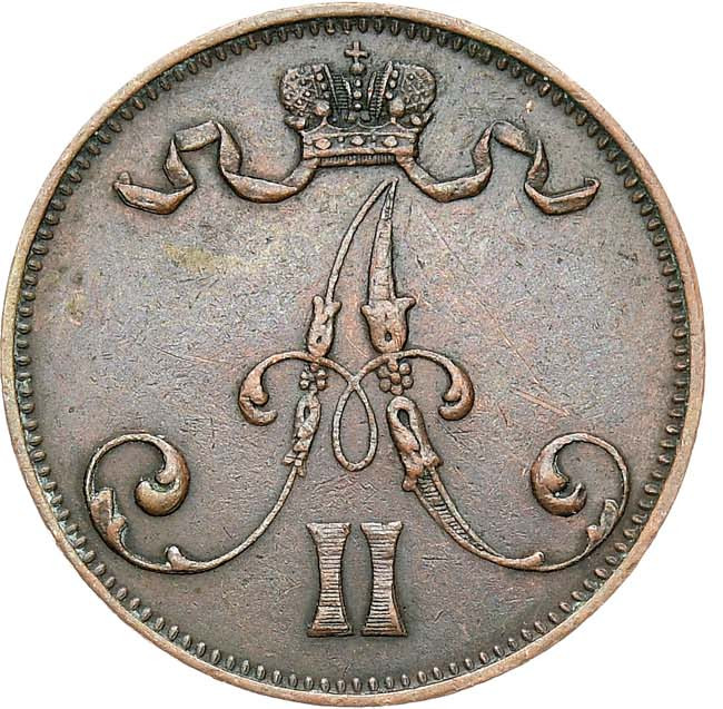 5 пенни 1875 года Для Финляндии