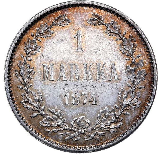 1 марка 1874 года S Для Финляндии