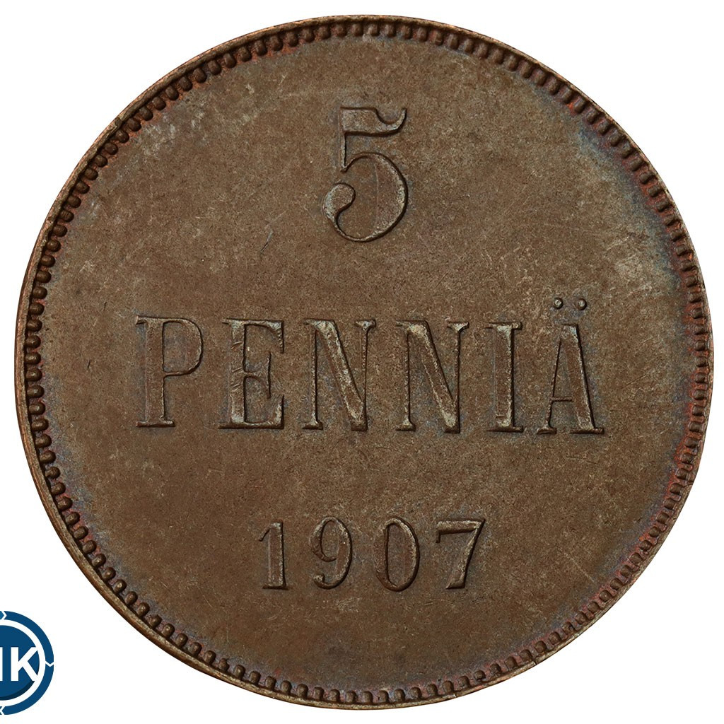 5 пенни 1907 года Для Финляндии