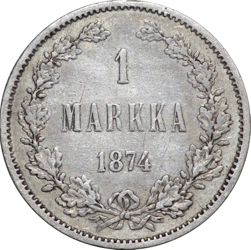 1 марка 1874 года S Для Финляндии