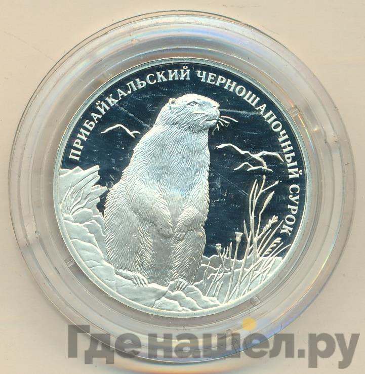 2 рубля 2008 года СПМД Красная книга - Прибайкальский черношапочный сурок