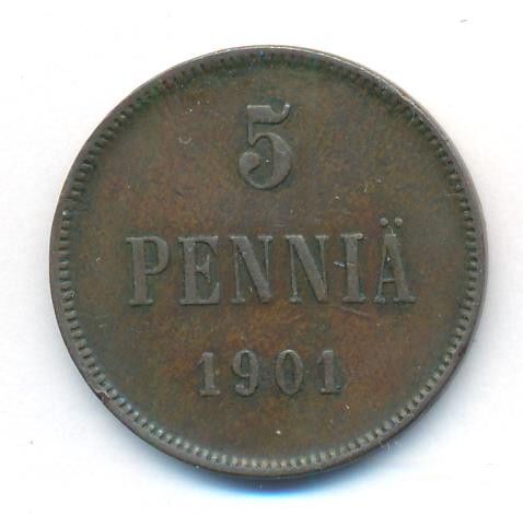 5 пенни 1901 года Для Финляндии
