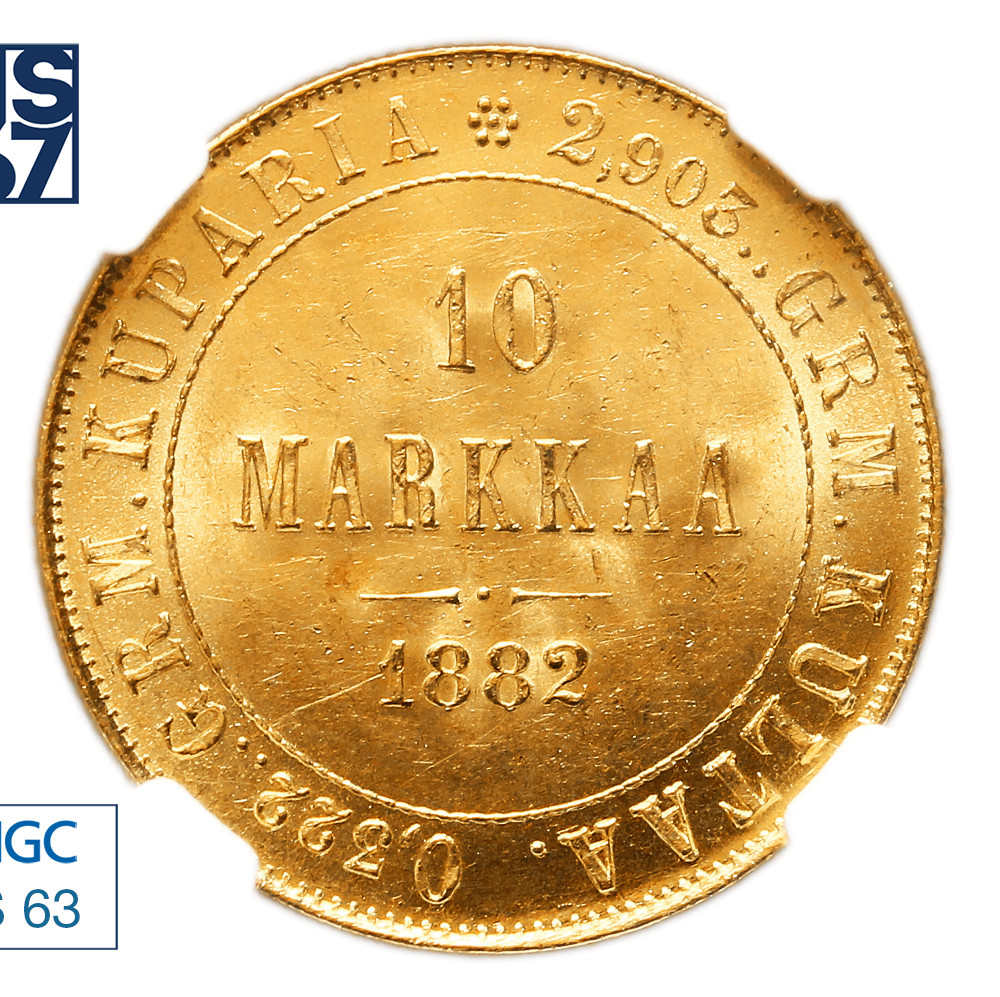 10 марок 1882 года S Для Финляндии