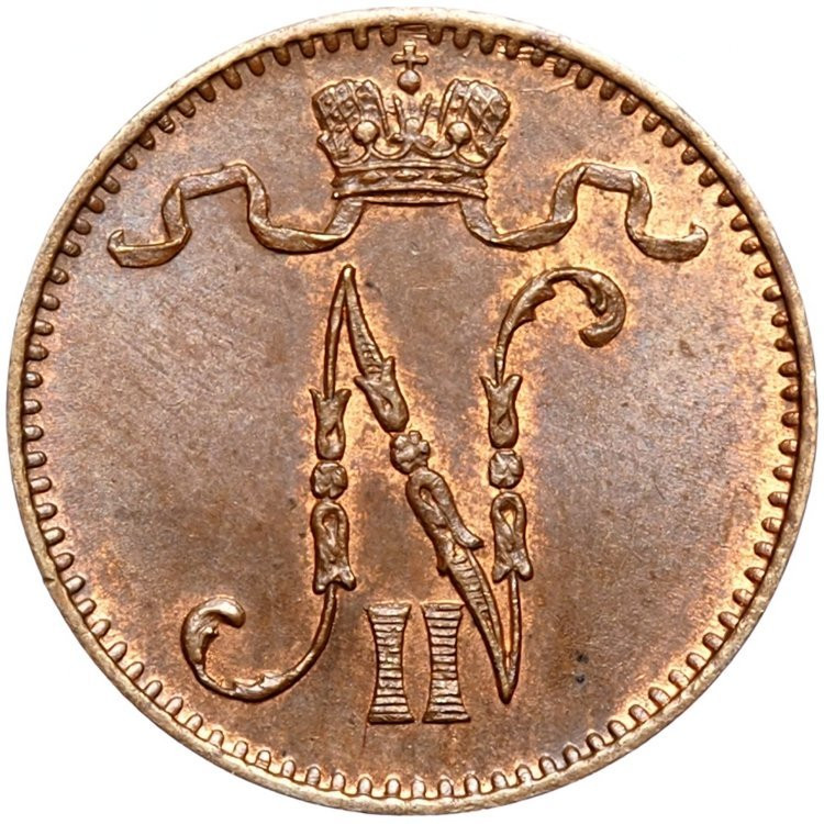 1 пенни 1908 года Для Финляндии