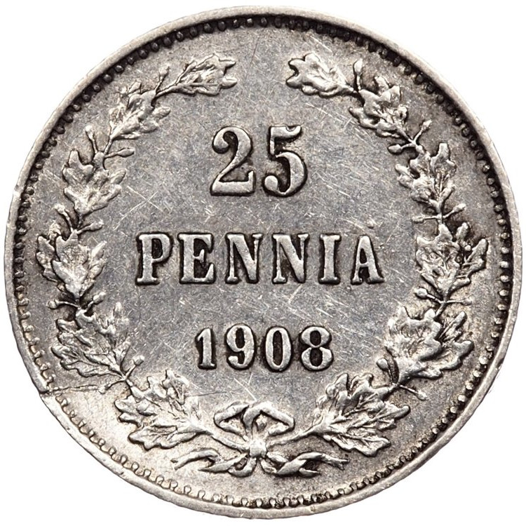 25 пенни 1908 года L Для Финляндии
