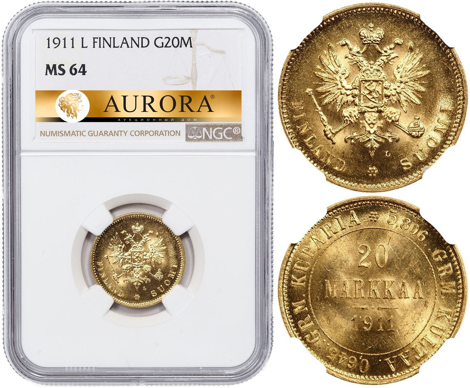 20 марок 1911 года L Для Финляндии