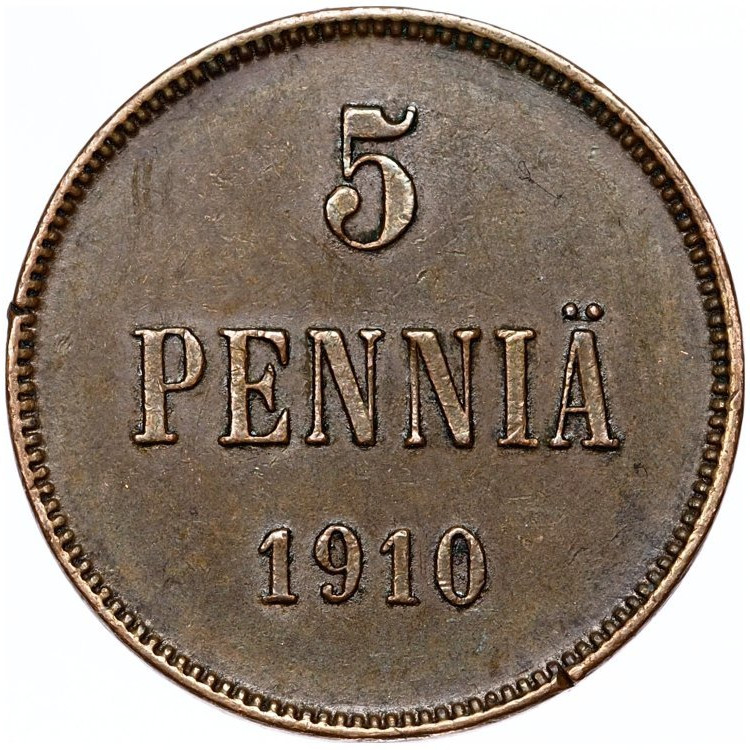 5 пенни 1910 года Для Финляндии