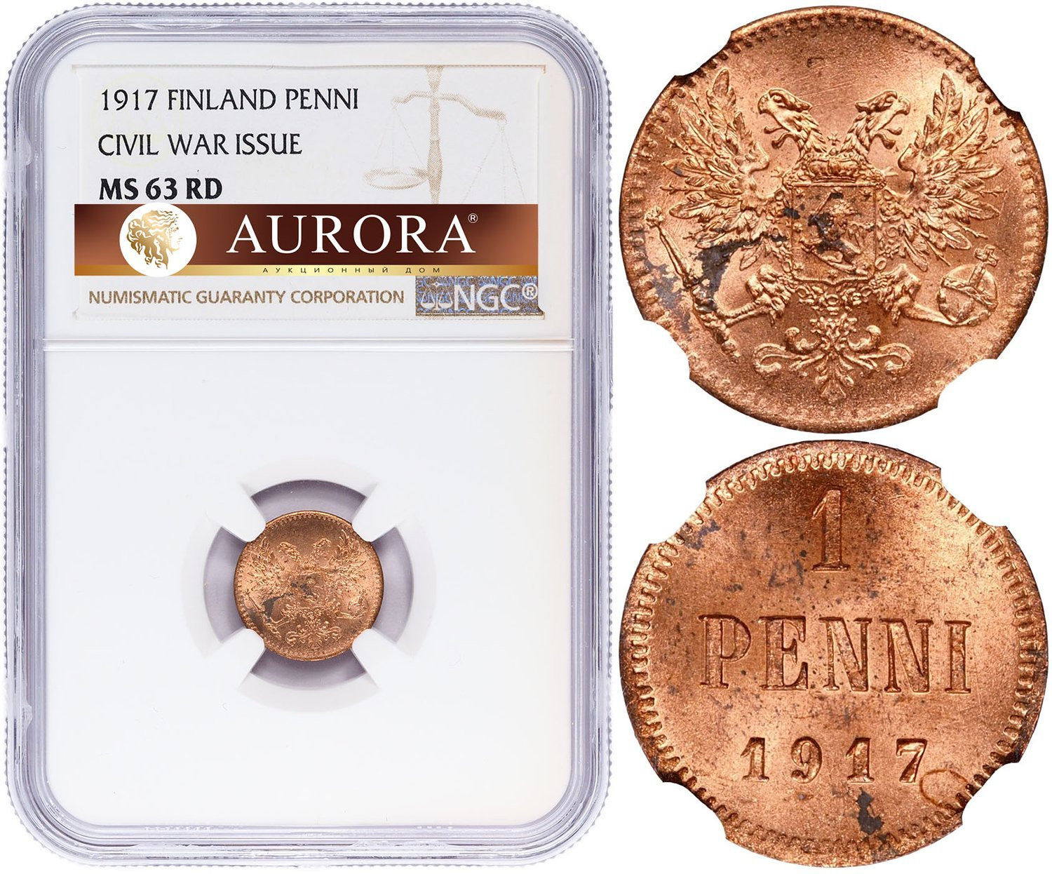 1 пенни 1917 года Для Финляндии