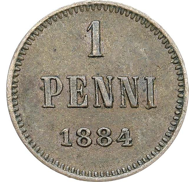 1 пенни 1884 года Для Финляндии