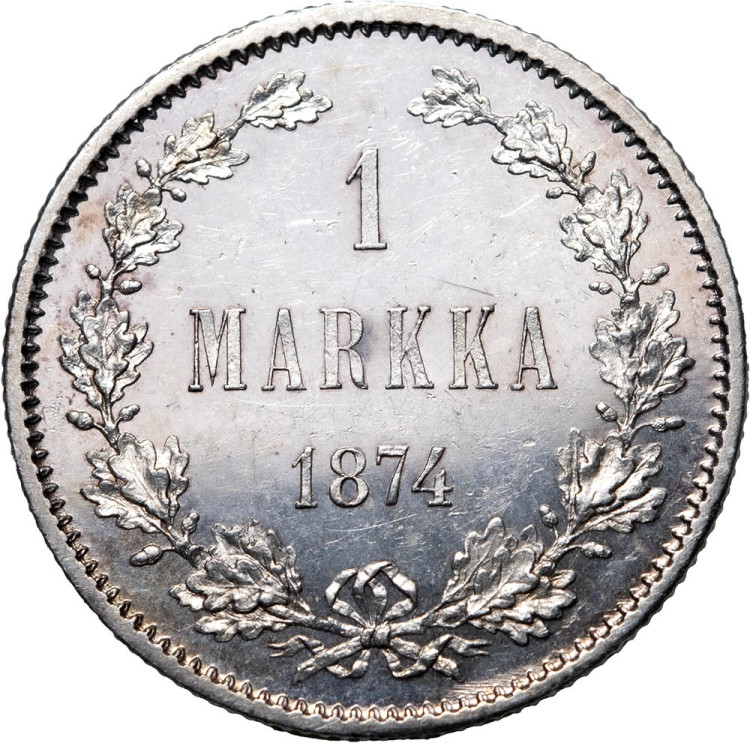 1 марка 1874 года S Для Финляндии