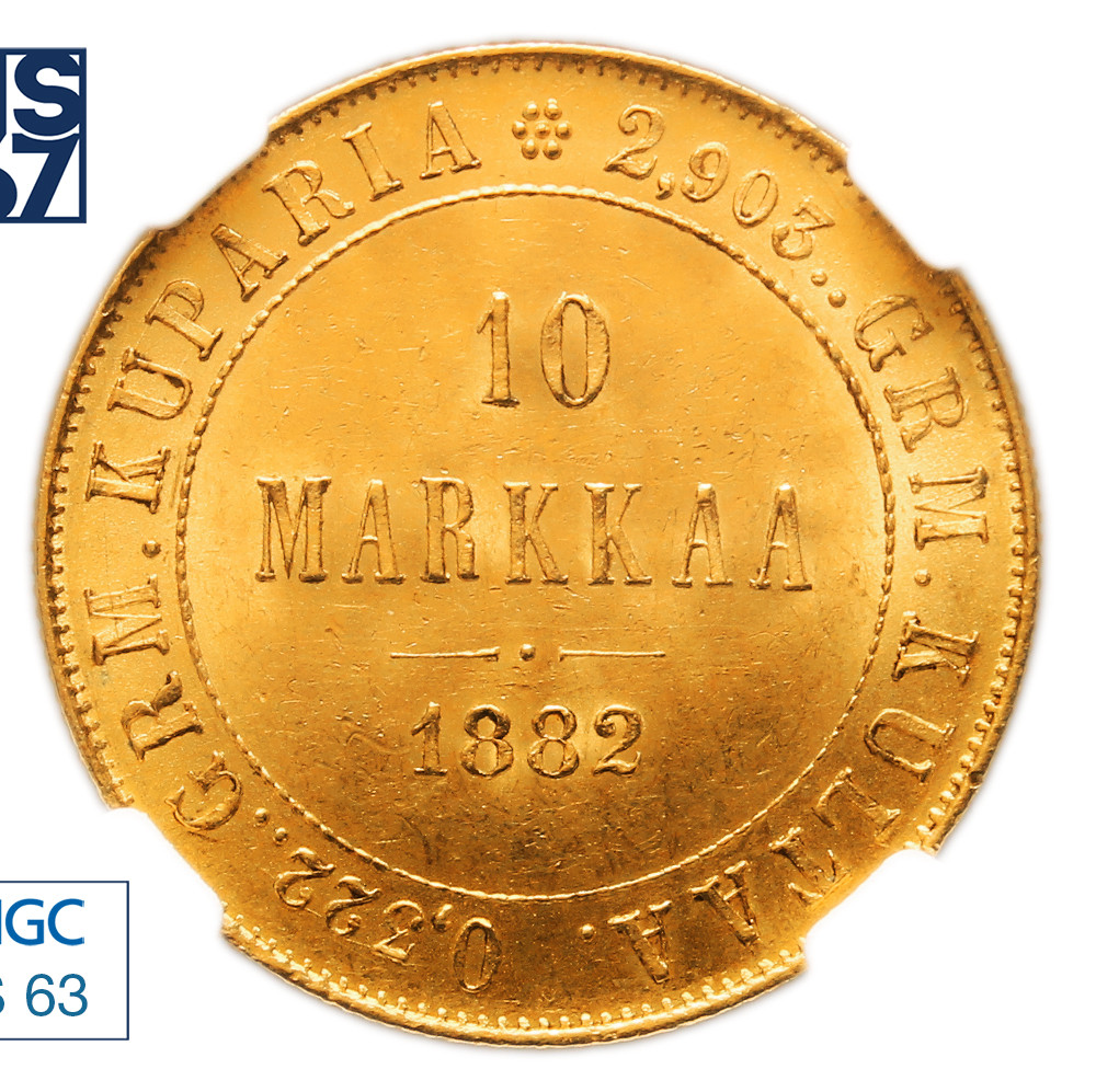 10 марок 1882 года S Для Финляндии