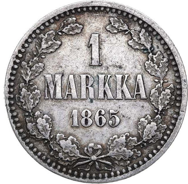 1 марка 1865 года S Для Финляндии