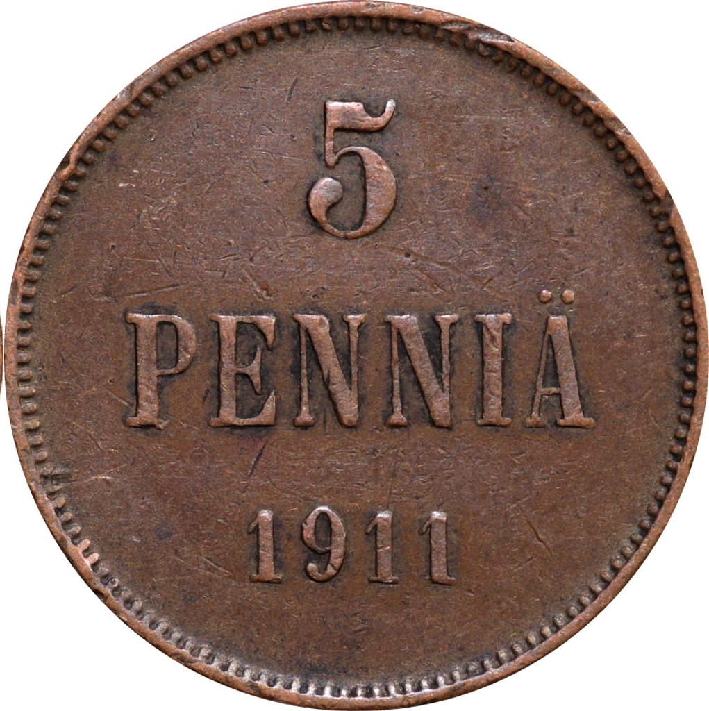 5 пенни 1911 года Для Финляндии