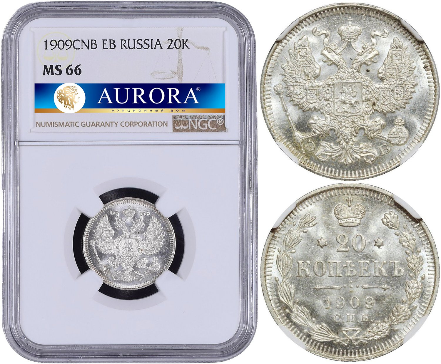 20 копеек 1909 года СПБ ЭБ
