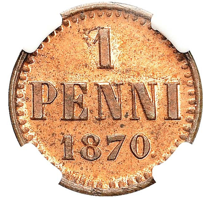 1 пенни 1870 года Для Финляндии